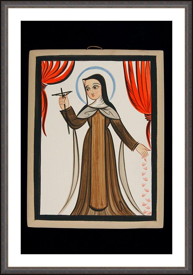 Wall Frame Espresso, Matted - St. Thérèse of Lisieux by Br. Arturo Olivas, OFS - Trinity Stores