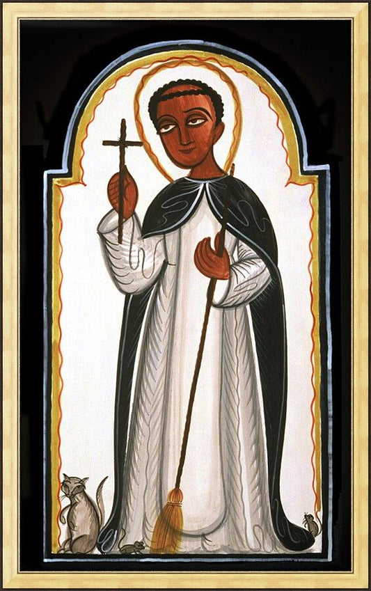 Wall Frame Gold - St. Martin de Porres by A. Olivas