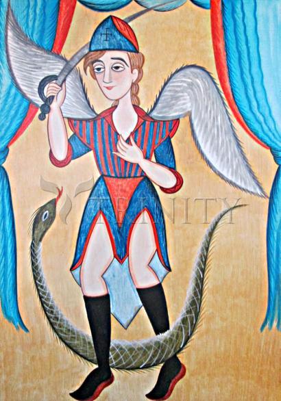 Wall Frame Black, Matted - St. Michael Archangel by Br. Arturo Olivas, OFS - Trinity Stores