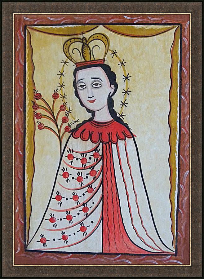 Wall Frame Espresso - Our Lady of the Roses by Br. Arturo Olivas, OFS - Trinity Stores