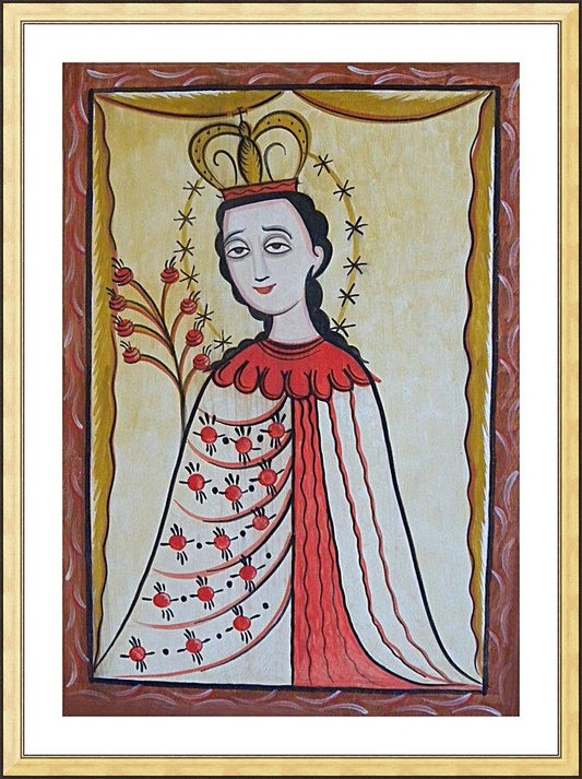 Wall Frame Gold, Matted - Our Lady of the Roses by A. Olivas