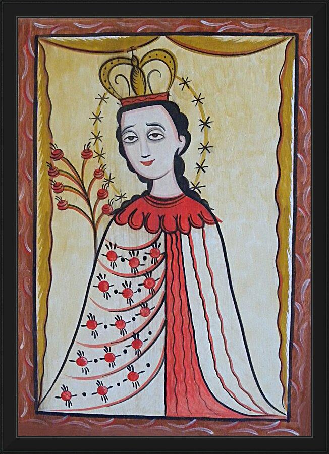 Wall Frame Black - Our Lady of the Roses by Br. Arturo Olivas, OFS - Trinity Stores