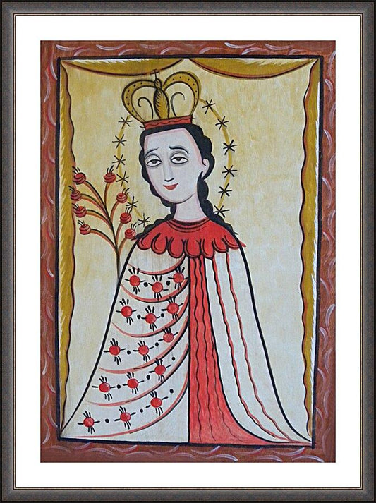 Wall Frame Espresso, Matted - Our Lady of the Roses by A. Olivas