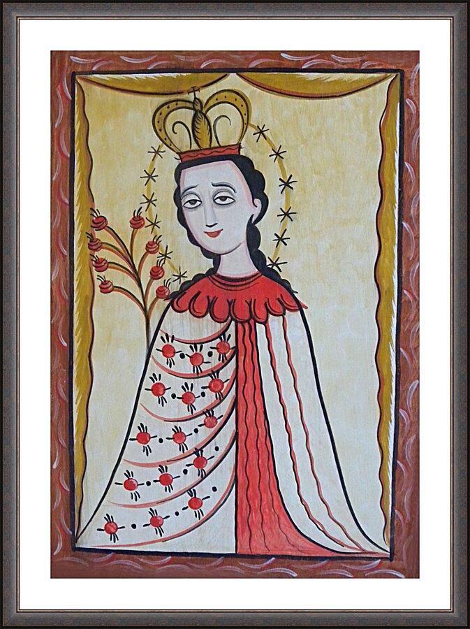 Wall Frame Espresso, Matted - Our Lady of the Roses by Br. Arturo Olivas, OFS - Trinity Stores