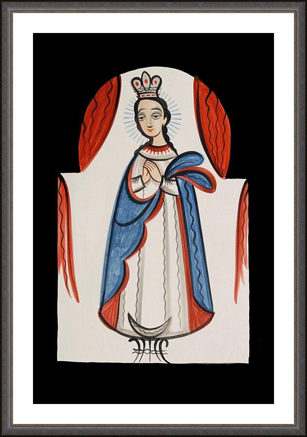 Wall Frame Espresso, Matted - Our Lady of the Immaculate Conception by Br. Arturo Olivas, OFS - Trinity Stores
