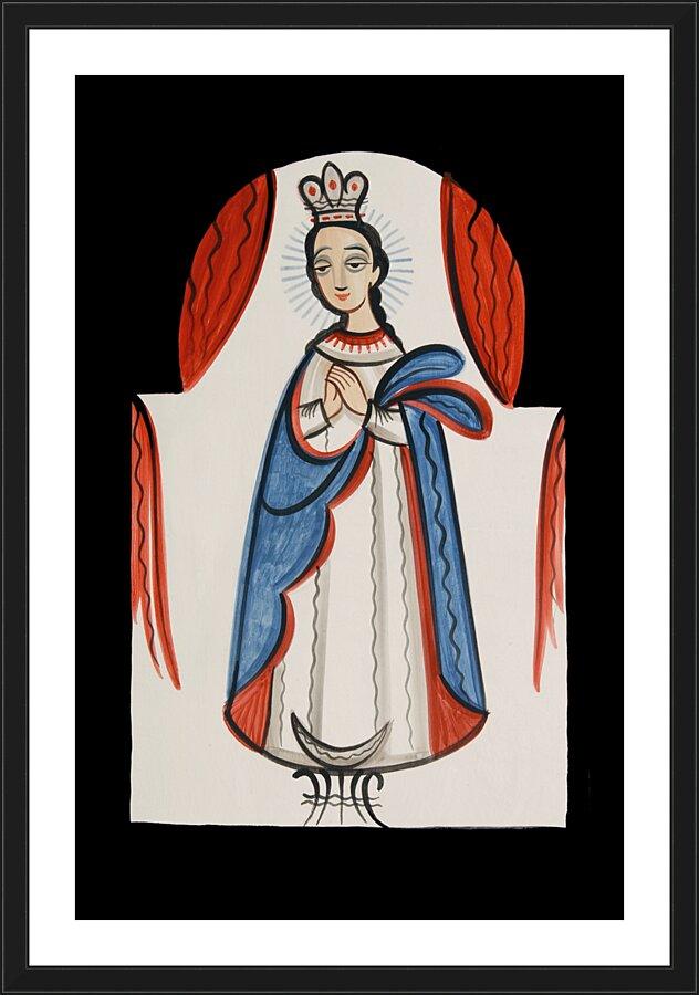 Wall Frame Black, Matted - Our Lady of the Immaculate Conception by Br. Arturo Olivas, OFM - Trinity Stores