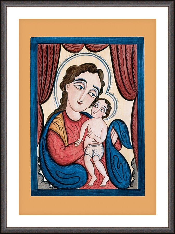 Wall Frame Espresso, Matted - Pascal Baylon with the Christ Child by Br. Arturo Olivas, OFS - Trinity Stores