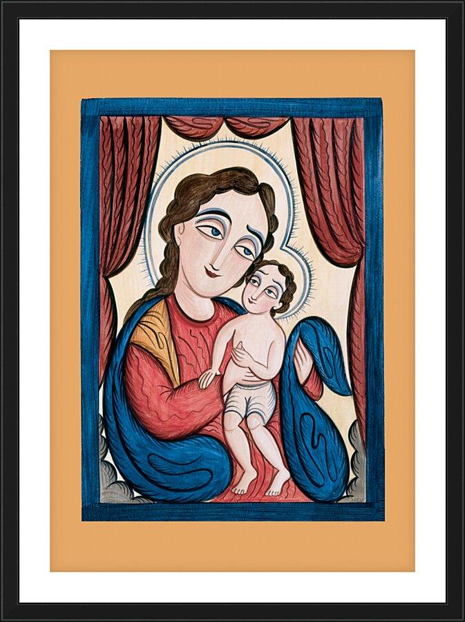 Wall Frame Black, Matted - Pascal Baylon with the Christ Child by Br. Arturo Olivas, OFS - Trinity Stores