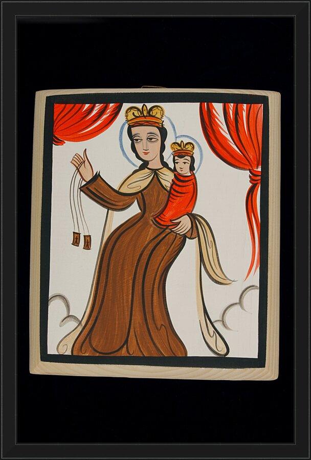 Wall Frame Black - Our Lady of Mt. Carmel by Br. Arturo Olivas, OFS - Trinity Stores