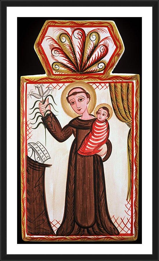 Wall Frame Black, Matted - St. Anthony of Padua by Br. Arturo Olivas, OFS - Trinity Stores
