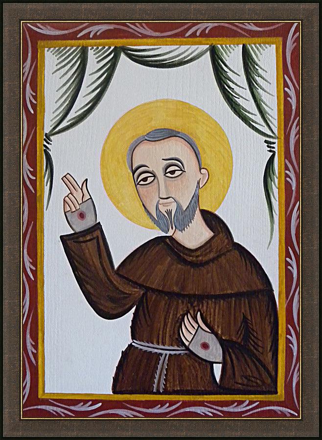 Wall Frame Espresso - St. Padre Pio by Br. Arturo Olivas, OFS - Trinity Stores