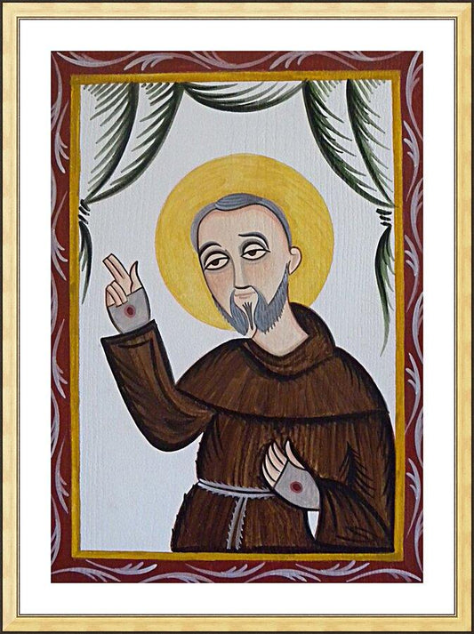 Wall Frame Gold, Matted - St. Padre Pio by A. Olivas