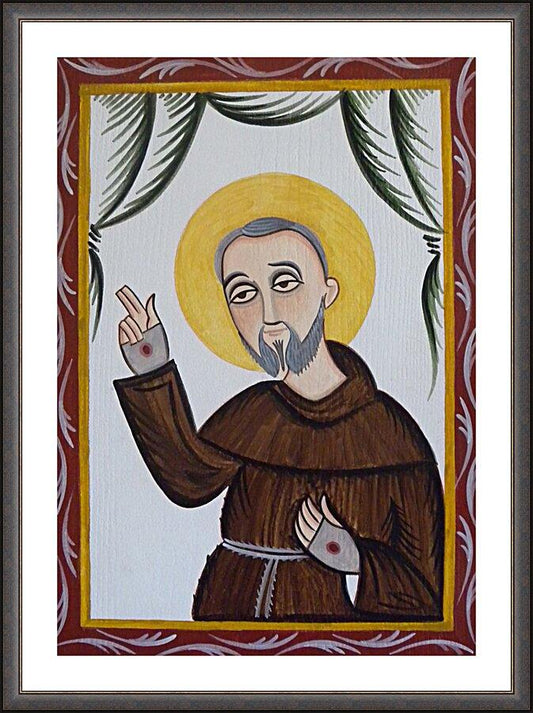 Wall Frame Espresso, Matted - St. Padre Pio by A. Olivas