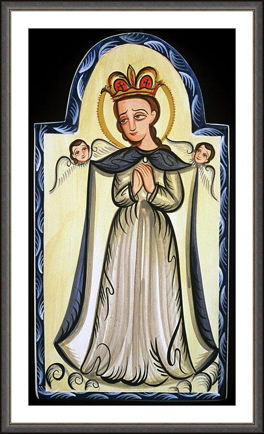 Wall Frame Espresso, Matted - Our Lady, Queen of the Angels by A. Olivas