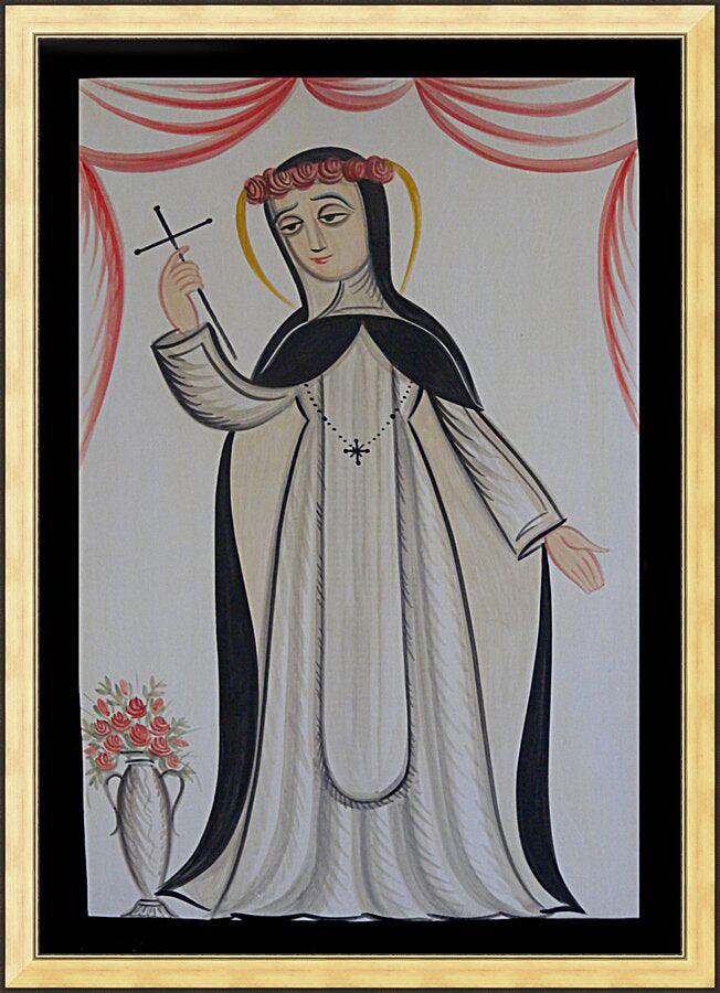 Wall Frame Gold - St. Rose of Lima by Br. Arturo Olivas, OFS - Trinity Stores