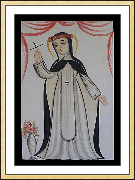 Wall Frame Gold, Matted - St. Rose of Lima by A. Olivas