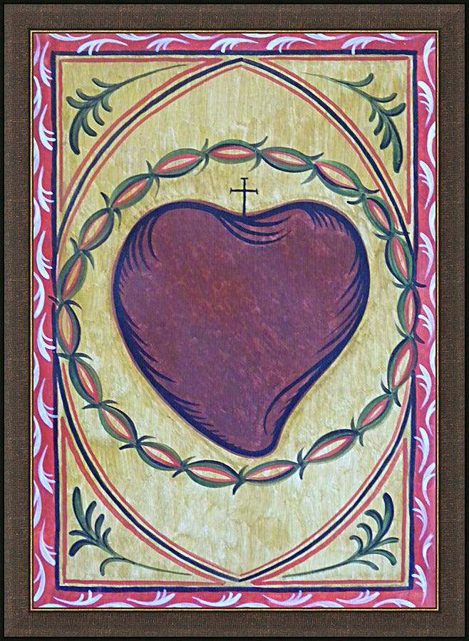 Wall Frame Espresso - Sacred Heart by Br. Arturo Olivas, OFS - Trinity Stores