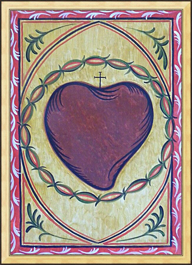 Wall Frame Gold - Sacred Heart by Br. Arturo Olivas, OFS - Trinity Stores
