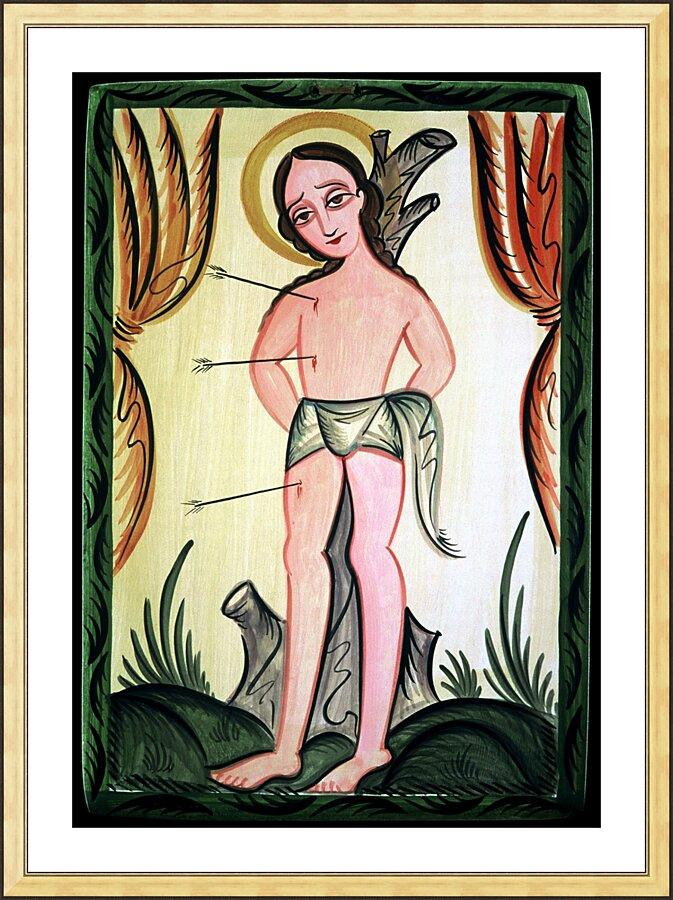 Wall Frame Gold, Matted - St. Sebastian by Br. Arturo Olivas, OFS - Trinity Stores
