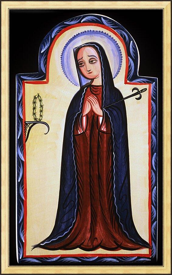 Wall Frame Gold - Mater Dolorosa - Mother of Sorrows by Br. Arturo Olivas, OFS - Trinity Stores