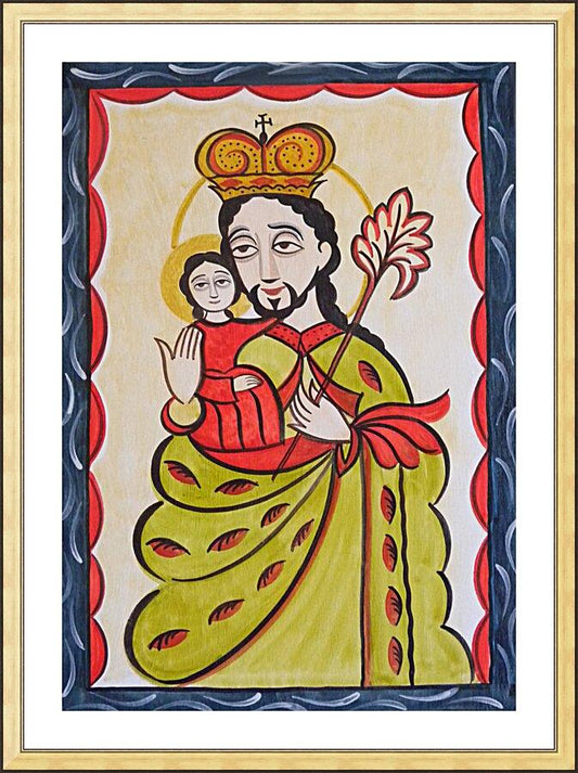 Wall Frame Gold, Matted - St. Joseph by A. Olivas