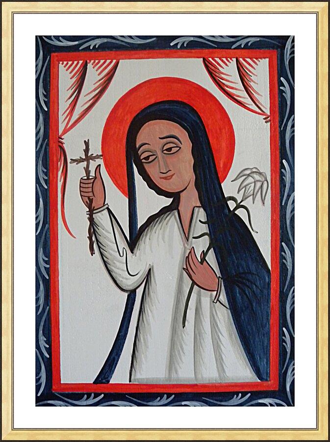 Wall Frame Gold, Matted - St. Kateri Tekakwitha by Br. Arturo Olivas, OFS - Trinity Stores