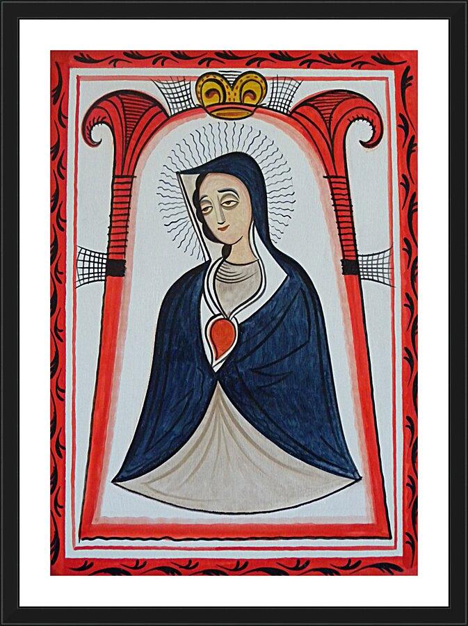Wall Frame Black, Matted - Our Lady of the Cave by Br. Arturo Olivas, OFS - Trinity Stores