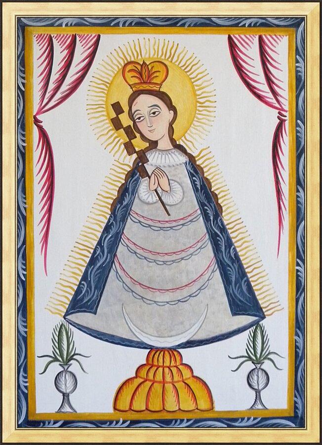 Wall Frame Gold - Virgin of the Macana by Br. Arturo Olivas, OFS - Trinity Stores