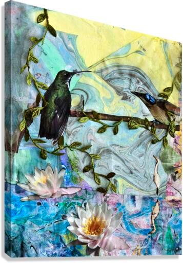 Canvas Print - Birds Singing Above White Heron by B. Gilroy