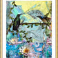 Wall Frame Gold, Matted - Birds Singing Above White Heron by B. Gilroy