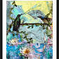 Wall Frame Black, Matted - Birds Singing Above White Heron by B. Gilroy