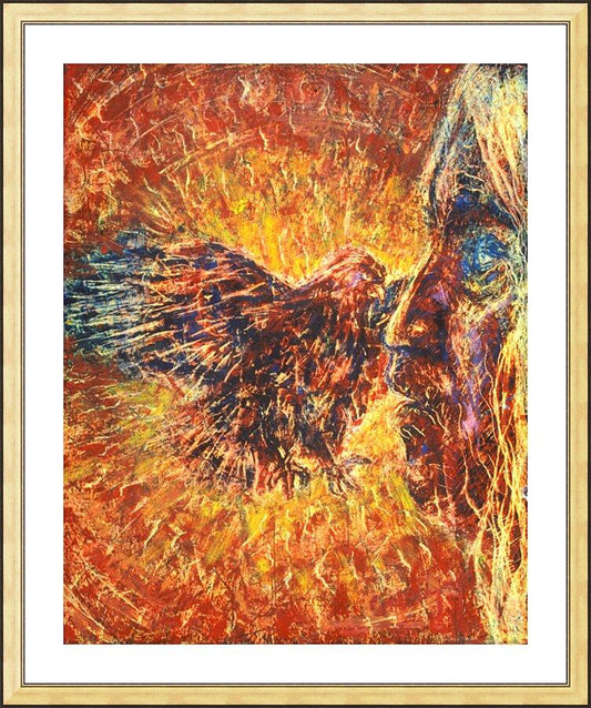Wall Frame Gold, Matted - Eagle and Blind Elder by B. Gilroy