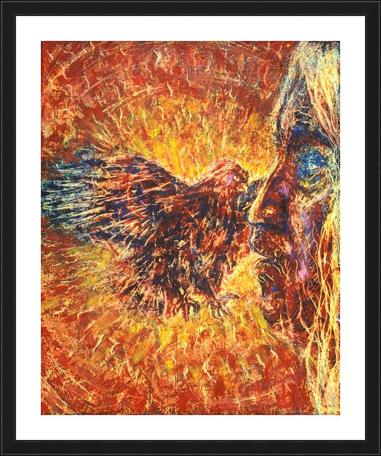 Wall Frame Black, Matted - Eagle and Blind Elder by Fr. Bob Gilroy, SJ - Trinity Stores