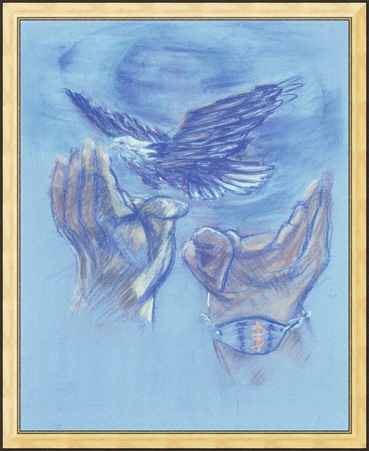 Wall Frame Gold - Eagle Flying in Freedom by Fr. Bob Gilroy, SJ - Trinity Stores