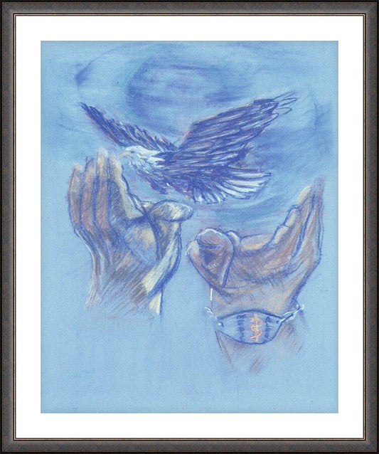 Wall Frame Espresso, Matted - Eagle Flying in Freedom by B. Gilroy