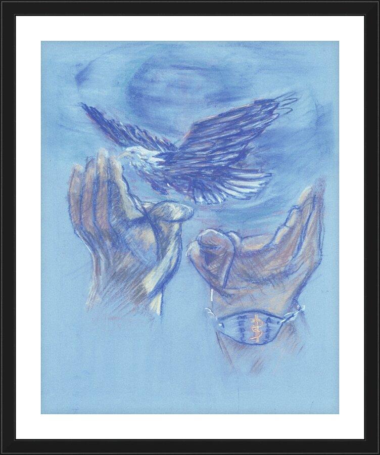 Wall Frame Black, Matted - Eagle Flying in Freedom by Fr. Bob Gilroy, SJ - Trinity Stores