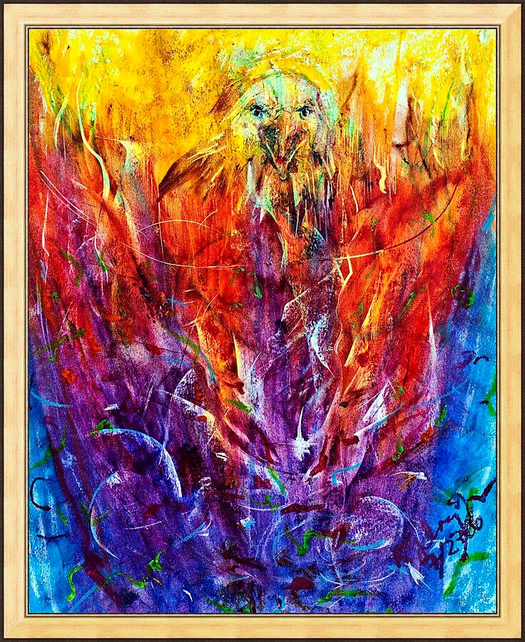 Wall Frame Gold - Eagles In Fire by B. Gilroy