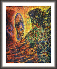 Wall Frame Espresso - Eagle Lifts A Mask Away by B. Gilroy