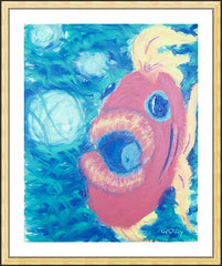Wall Frame Gold - Fish Blowing Bubbles by B. Gilroy