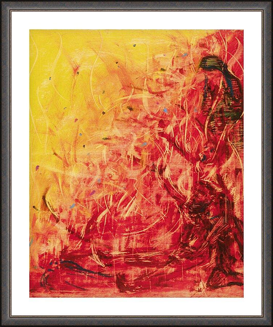 Wall Frame Espresso, Matted - Figures In Flames by B. Gilroy