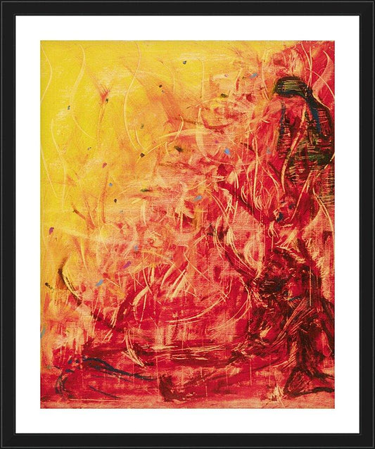 Wall Frame Black, Matted - Figures In Flames by B. Gilroy