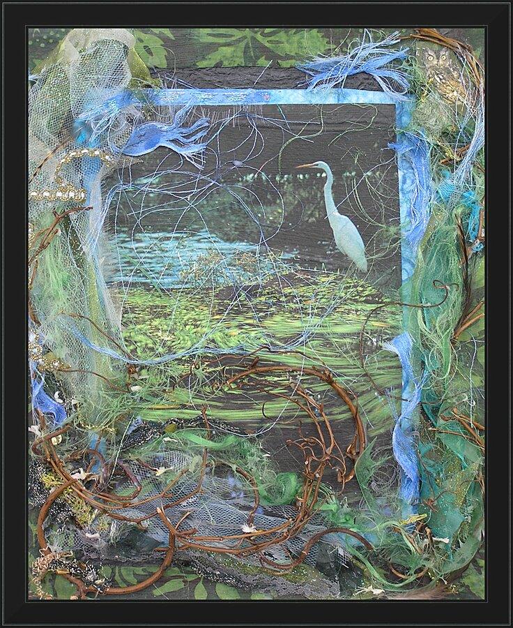 Wall Frame Black - Ibis in Lily Pond by B. Gilroy