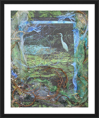 Wall Frame Black - Ibis in Lily Pond by B. Gilroy