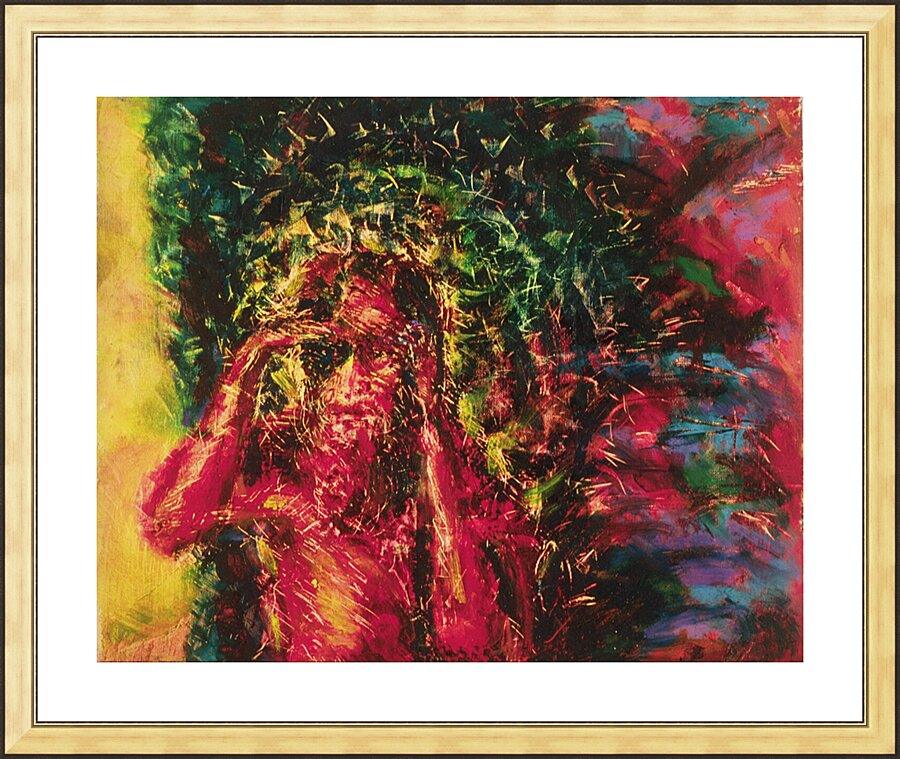 Wall Frame Gold, Matted - St. Lazarus by Fr. Bob Gilroy, SJ - Trinity Stores