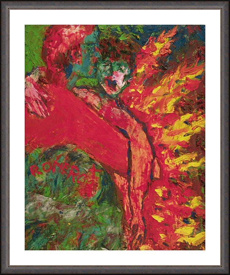 Wall Frame Espresso, Matted - St. Oscar Romero's Embrace by Fr. Bob Gilroy, SJ - Trinity Stores