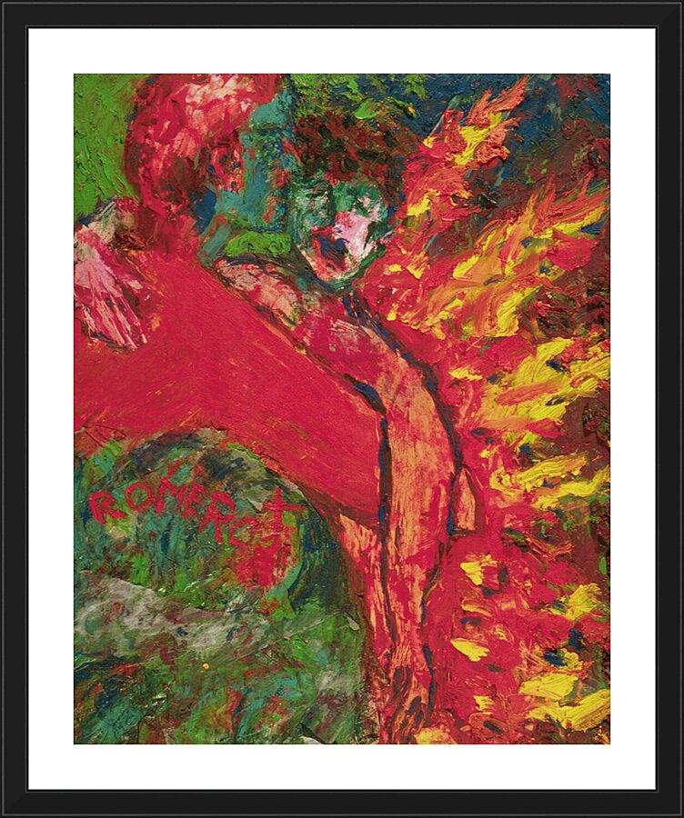 Wall Frame Black, Matted - St. Oscar Romero's Embrace by Fr. Bob Gilroy, SJ - Trinity Stores