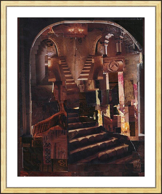 Wall Frame Gold, Matted - Split Staircase by B. Gilroy