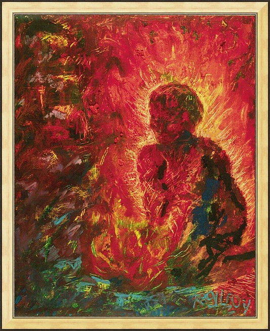 Wall Frame Gold - Tending The Fire by B. Gilroy