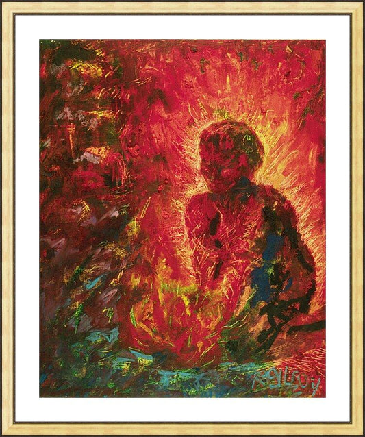 Wall Frame Gold, Matted - Tending The Fire by B. Gilroy