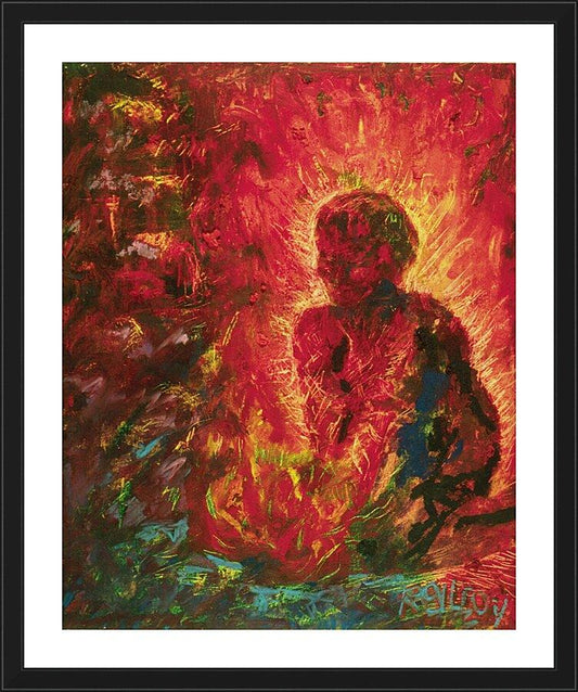 Wall Frame Black, Matted - Tending The Fire by B. Gilroy